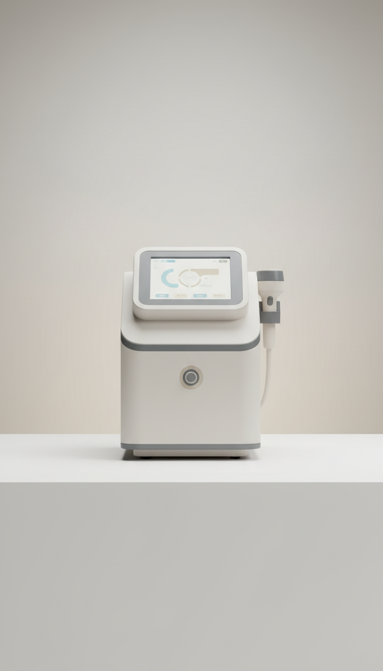 Shockwave body contouring device in matte steel